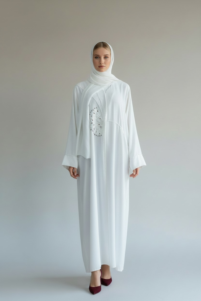 Pure White Embellished Abaya