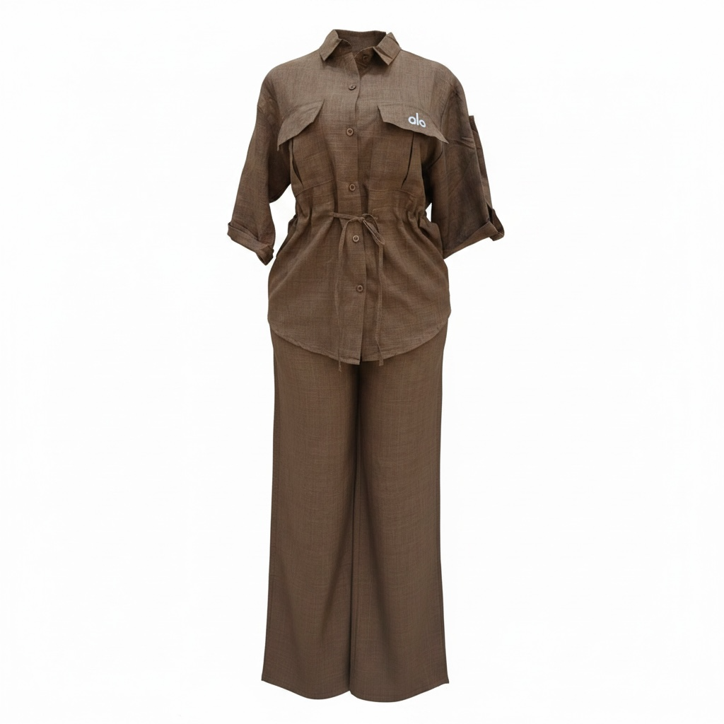 Tie-Waist Shirt & Wide-Leg Linen Pant Set
