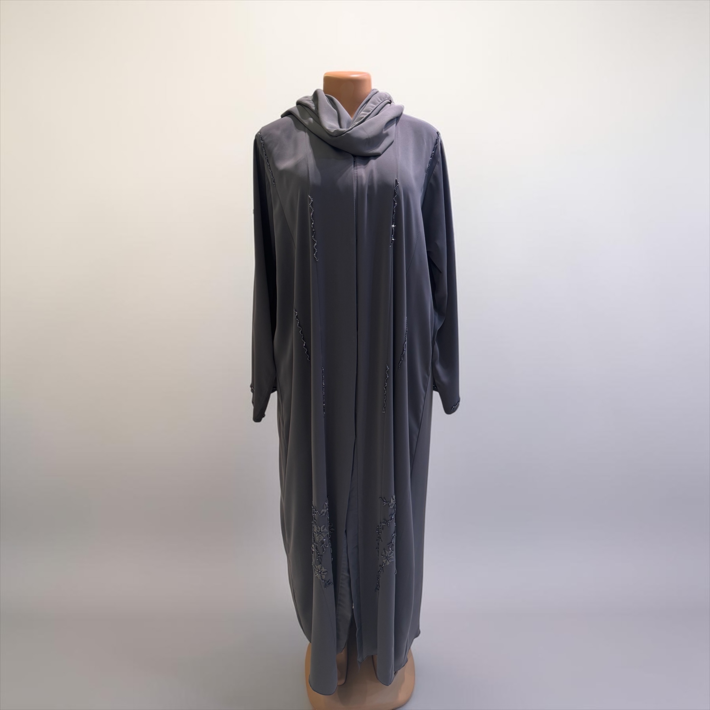 Elegant Embellished Open Abaya 