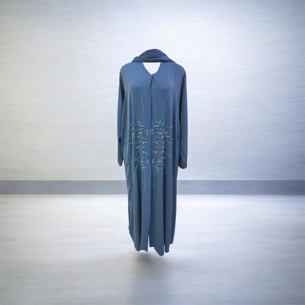 Embellished Floral Open Abaya