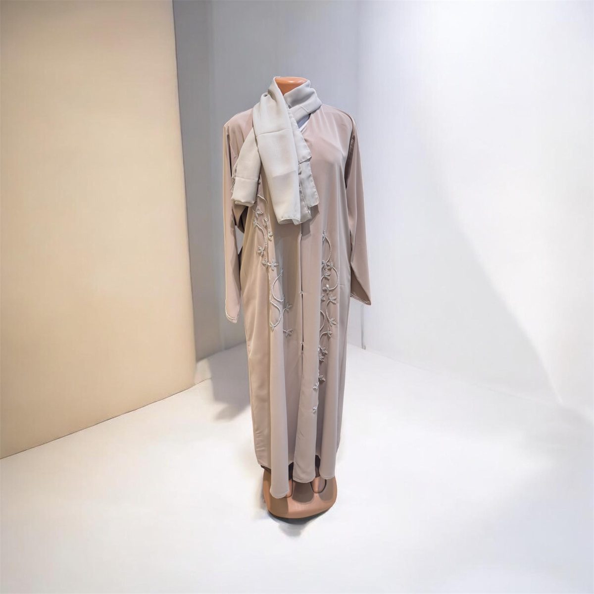 Classic Embroidered Panel Open Abaya