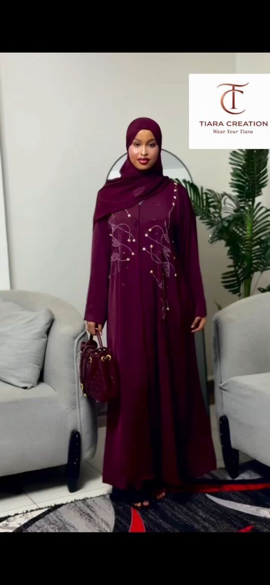 Plum Elegance Open Abaya