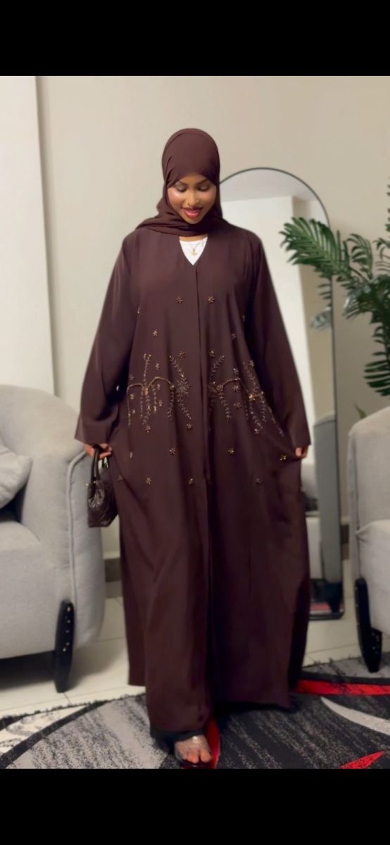 Chocolate Pearl Open Abaya