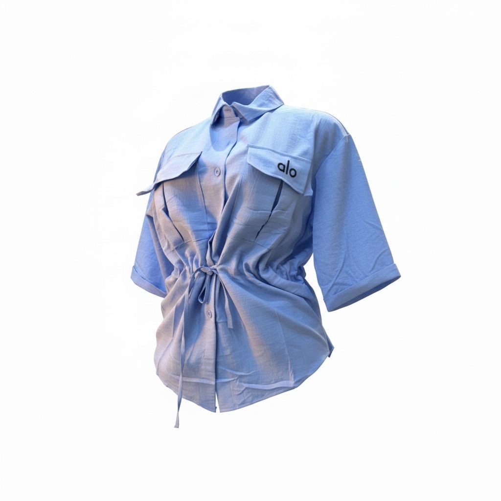 Alo Classic Short Sleeve Shirt with Tie-Waist Detail