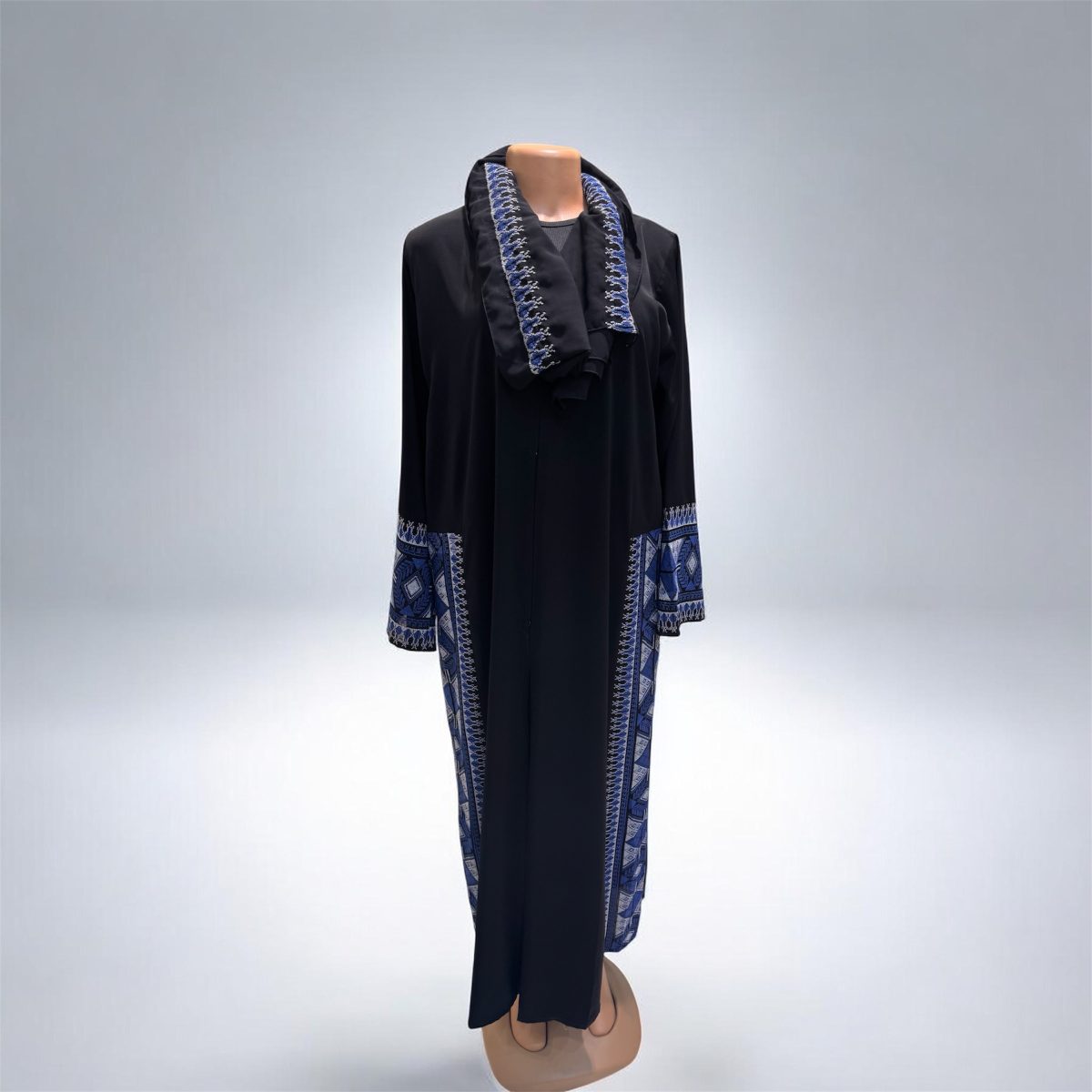 Elegant Geometric Side Panel Open Abaya